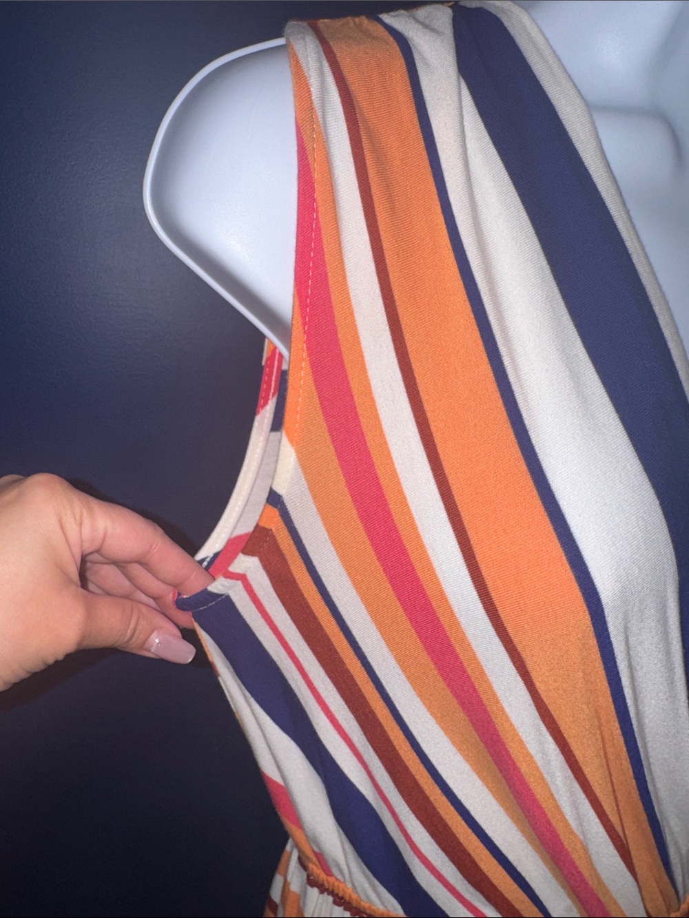 Merona- Orange & Navy Striped Sleeveless Dress Size Small - Picture 6 of 15